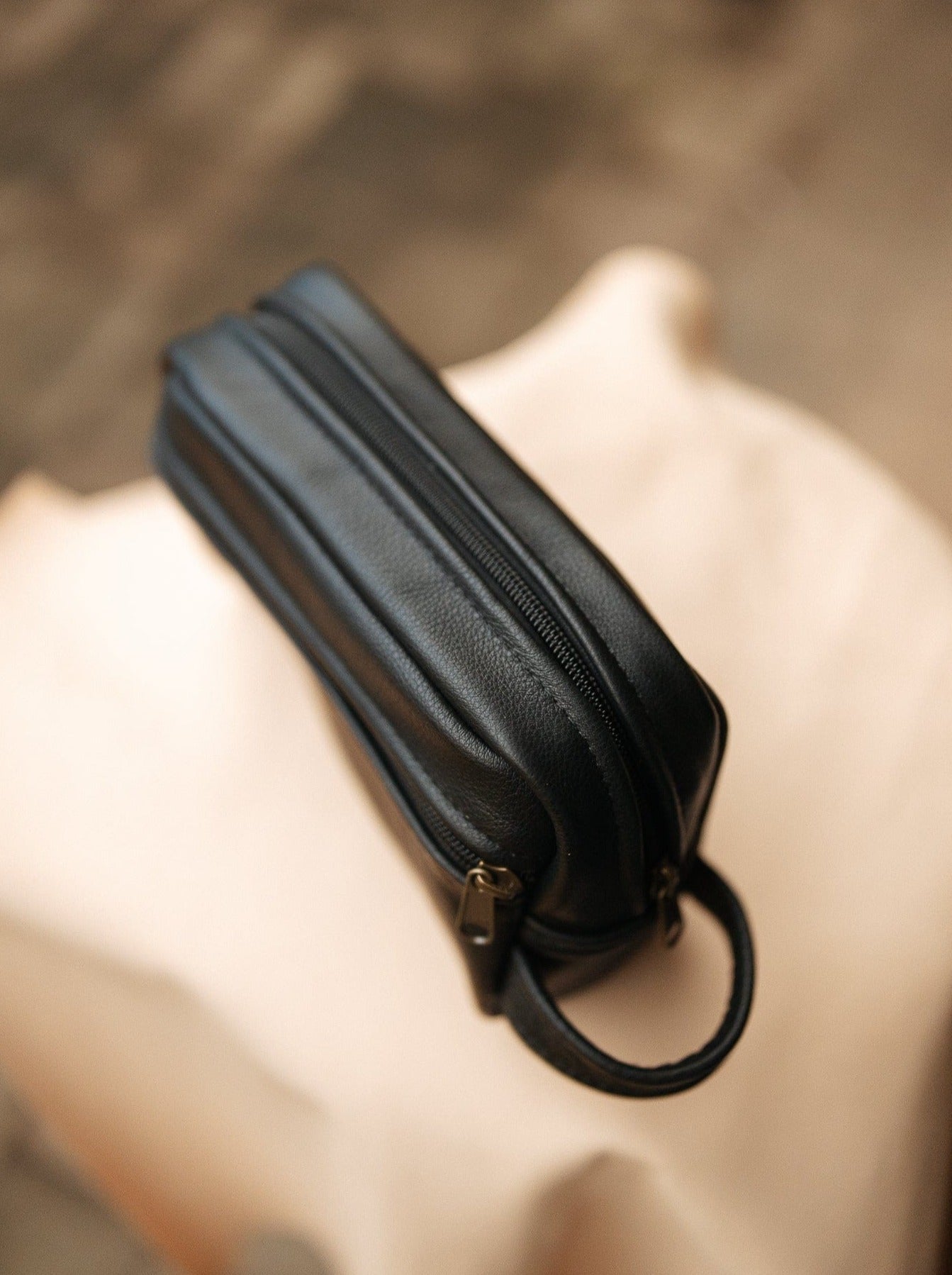 The Real McCaul Apparel & Accessories Small Toiletry Bathroom Bag - Cowhide Australian Made Australian Owned Leather Australian Made Toiletry Dopp Kit Shaving Bathroom Bag - Cowhide - Men's Gifts