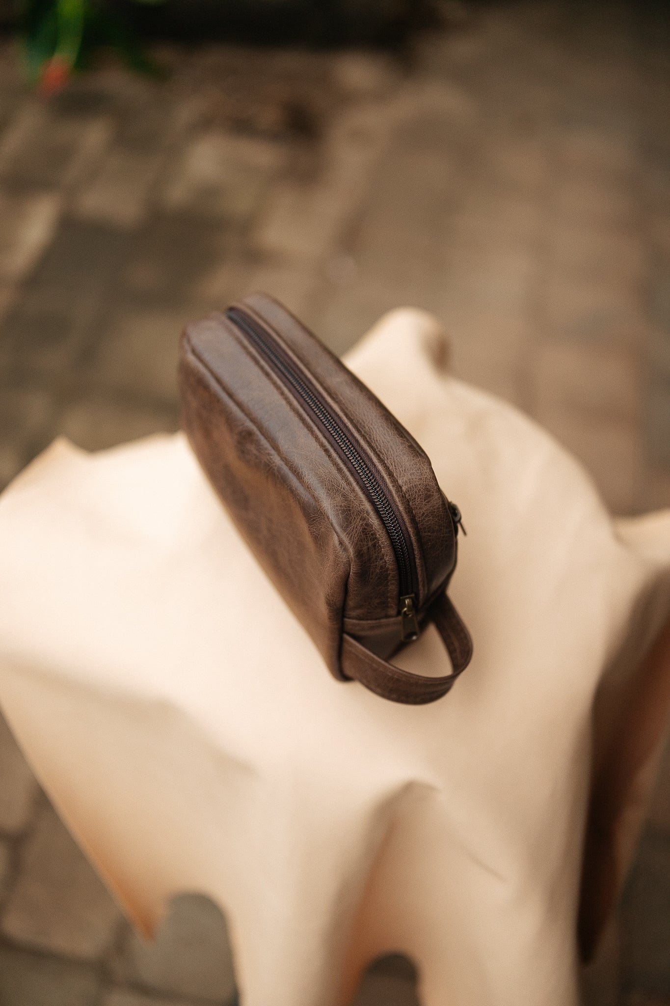 The Real McCaul Apparel & Accessories Small Toiletry Bathroom Bag - Cowhide Australian Made Australian Owned Leather Australian Made Toiletry Dopp Kit Shaving Bathroom Bag - Cowhide - Men's Gifts