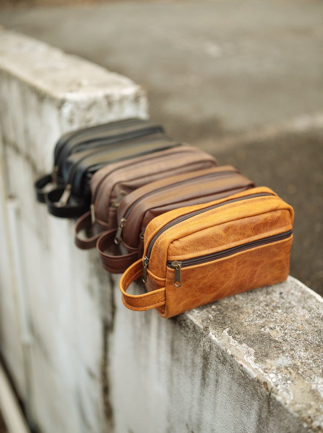 The Real McCaul Apparel & Accessories Small Toiletry Bathroom Bag - Cowhide Australian Made Australian Owned Leather Australian Made Toiletry Dopp Kit Shaving Bathroom Bag - Cowhide - Men's Gifts