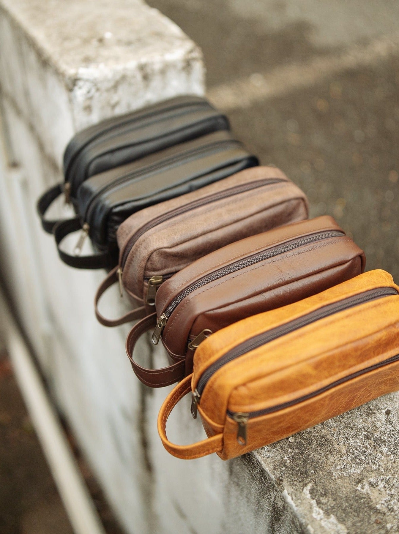 The Real McCaul Apparel & Accessories Small Toiletry Bathroom Bag - Cowhide Australian Made Australian Owned Leather Australian Made Toiletry Dopp Kit Shaving Bathroom Bag - Cowhide - Men's Gifts