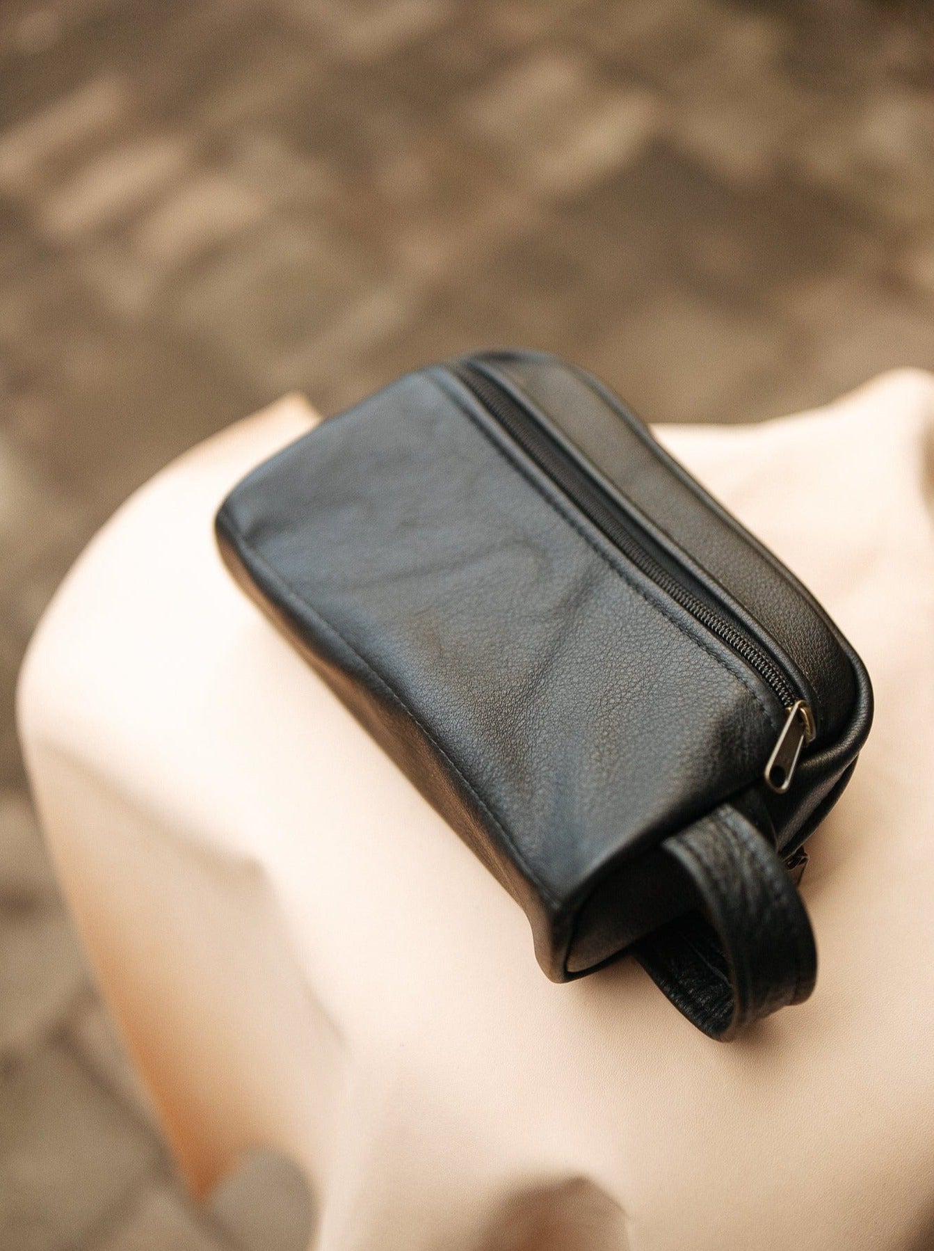 The Real McCaul Apparel & Accessories Small Toiletry Bathroom Bag - Cowhide Australian Made Australian Owned Leather Australian Made Toiletry Dopp Kit Shaving Bathroom Bag - Cowhide - Men's Gifts