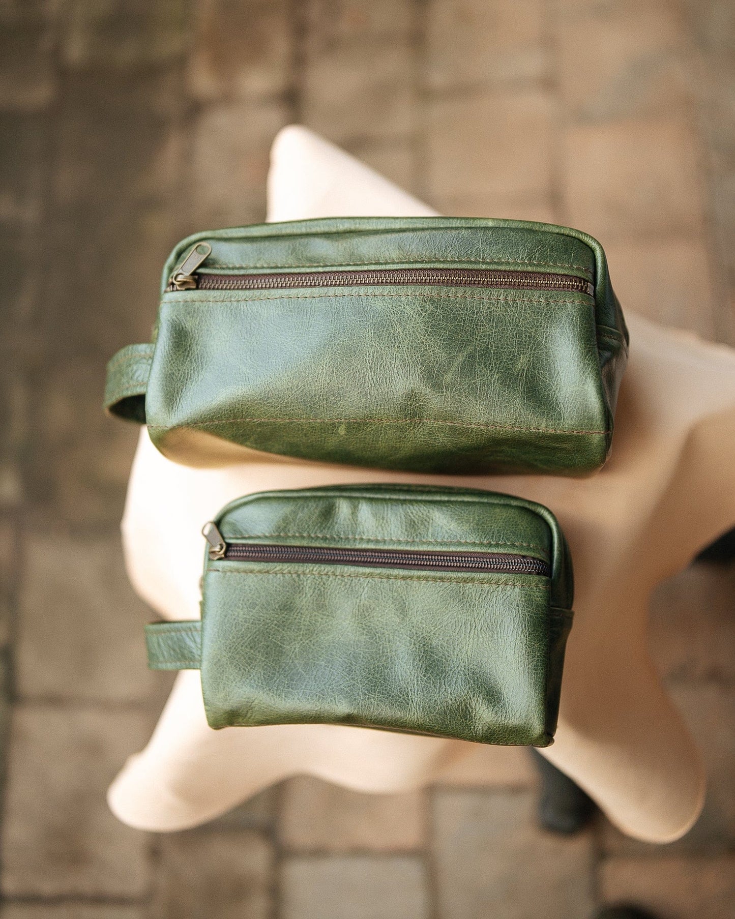 The Real McCaul Apparel & Accessories Small Toiletry Bathroom Bag - Cowhide Australian Made Australian Owned Leather Australian Made Toiletry Dopp Kit Shaving Bathroom Bag - Cowhide - Men's Gifts