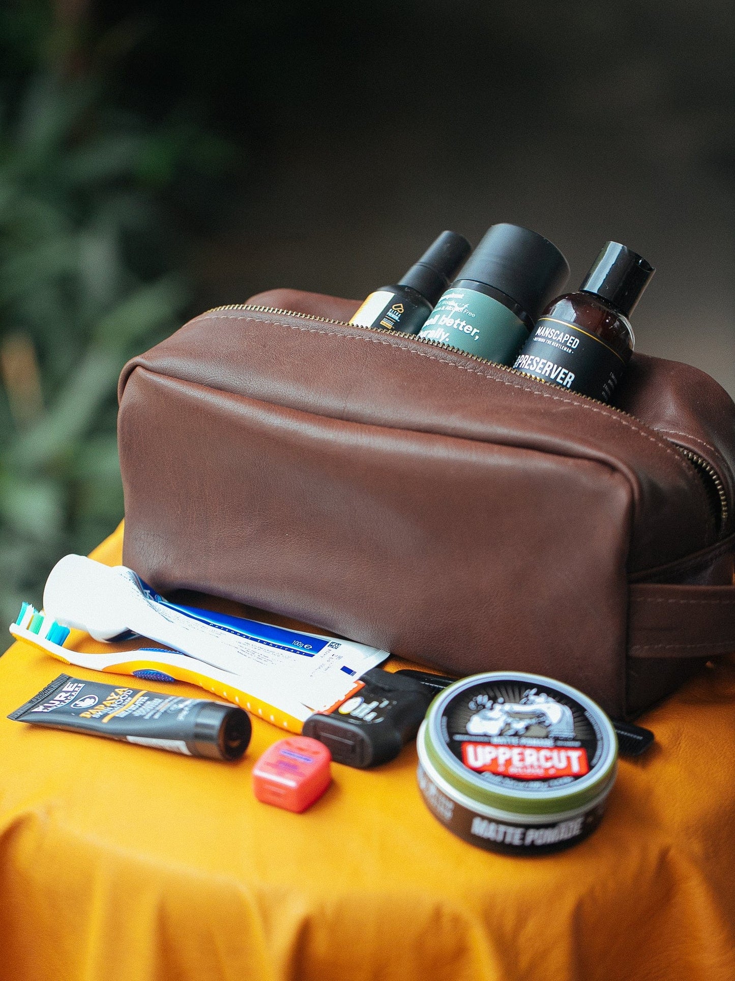 The Real McCaul Apparel & Accessories Toiletry Bathroom Washbag - Cowhide - Black Australian Made Australian Owned Leather Australian Made Toiletry Dopp Kit Shaving Bathroom Bag - Cowhide - Men's Gifts