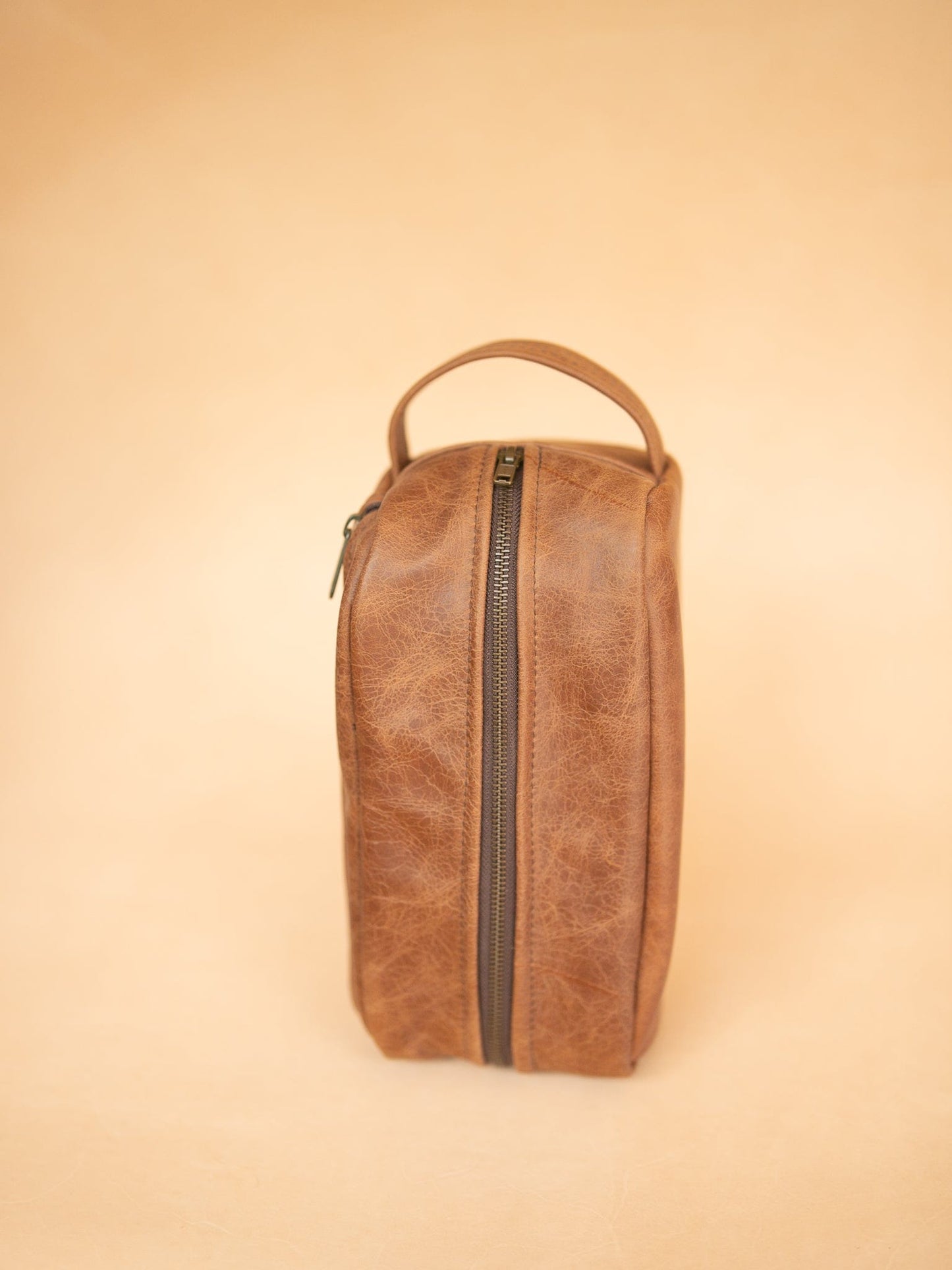 The Real McCaul Apparel & Accessories Toiletry Bathroom Washbag - Cowhide - Marble Tan Australian Made Australian Owned Leather Australian Made Toiletry Dopp Kit Shaving Bathroom Bag - Cowhide - Men's Gifts