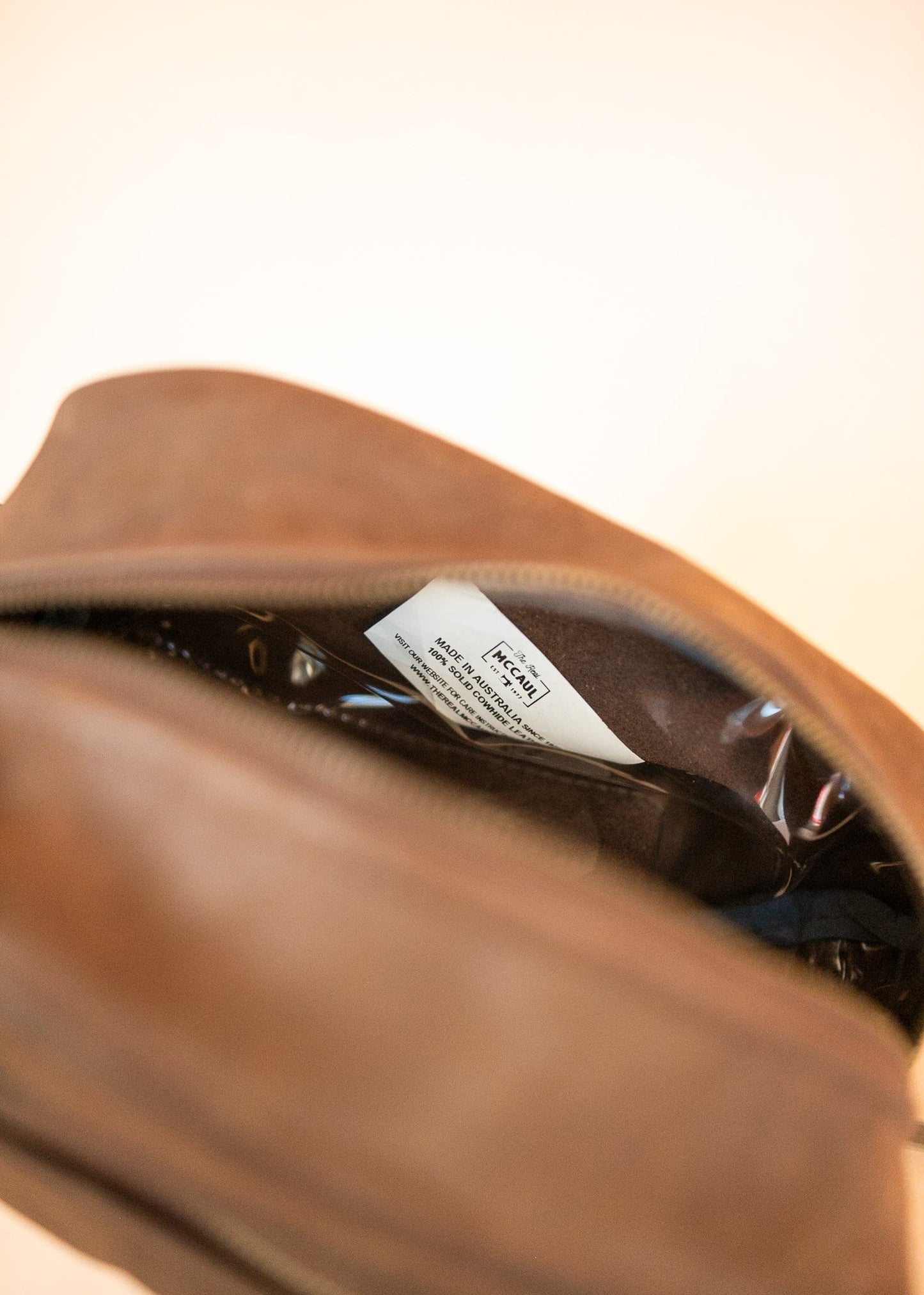The Real McCaul Apparel & Accessories Toiletry Bathroom Washbag - Cowhide - Mottle Brown Australian Made Australian Owned Leather Australian Made Toiletry Dopp Kit Shaving Bathroom Bag - Cowhide - Men's Gifts