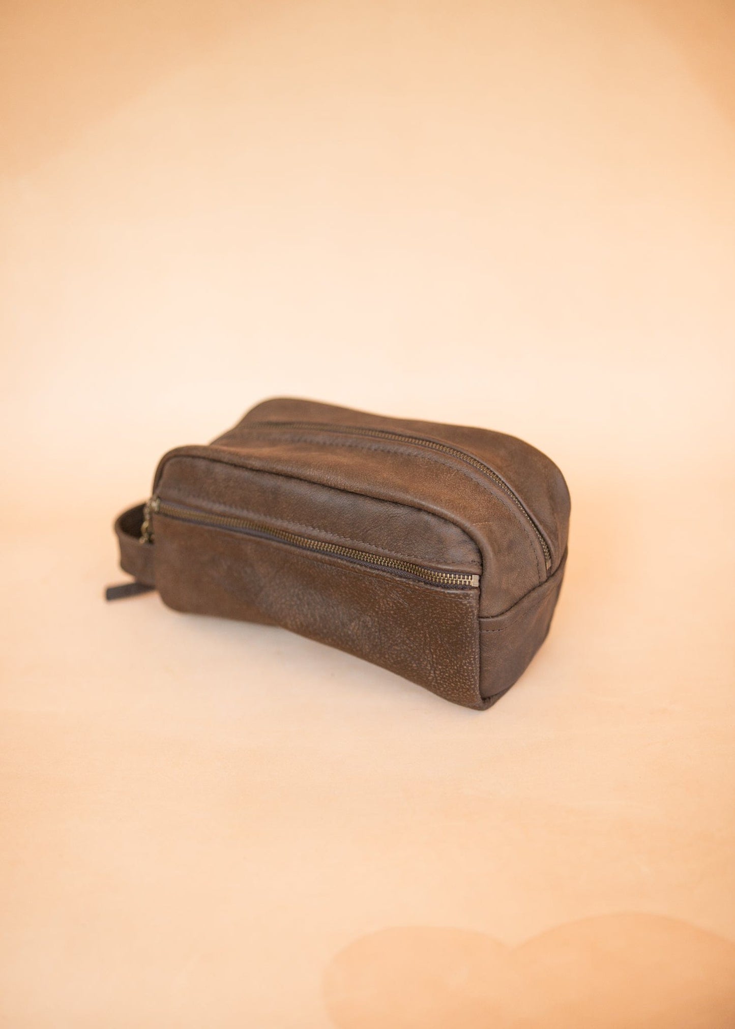The Real McCaul Apparel & Accessories Toiletry Bathroom Washbag - Cowhide - Mottle Brown Australian Made Australian Owned Leather Australian Made Toiletry Dopp Kit Shaving Bathroom Bag - Cowhide - Men's Gifts