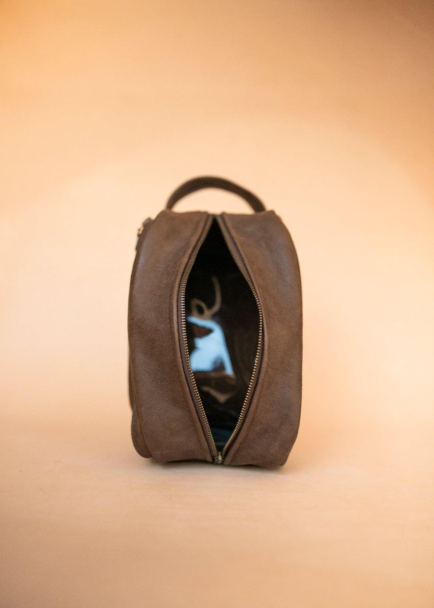The Real McCaul Apparel & Accessories Toiletry Bathroom Washbag - Cowhide - Mottle Brown Australian Made Australian Owned Leather Australian Made Toiletry Dopp Kit Shaving Bathroom Bag - Cowhide - Men's Gifts