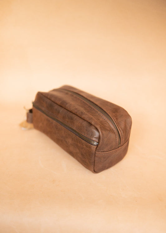 The Real McCaul Apparel & Accessories Toiletry Bathroom Washbag - Cowhide - Premium Marble Brown Australian Made Australian Owned Leather Australian Made Toiletry Dopp Kit Shaving Bathroom Bag - Cowhide - Men's Gifts