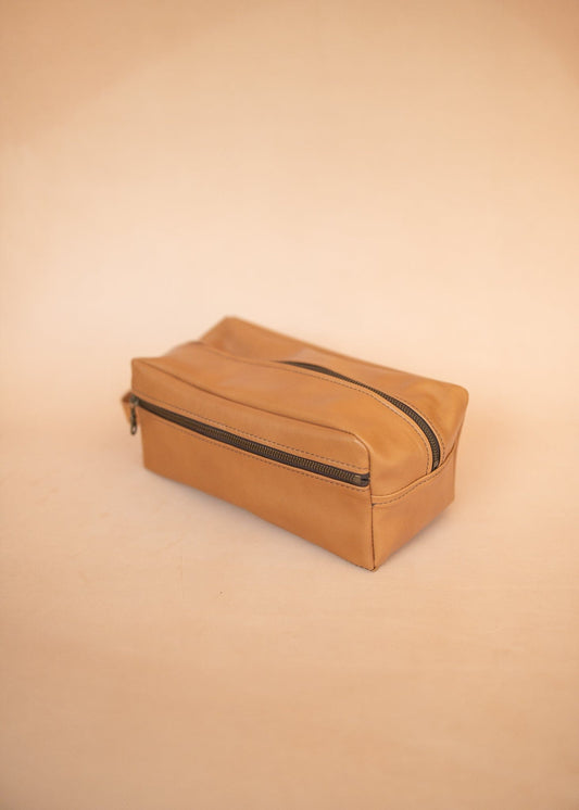 The Real McCaul Apparel & Accessories Toiletry Bathroom Washbag - Kangaroo - Tan Australian Made Australian Owned Toiletry Bathroom Washbag - Kangaroo - Tan