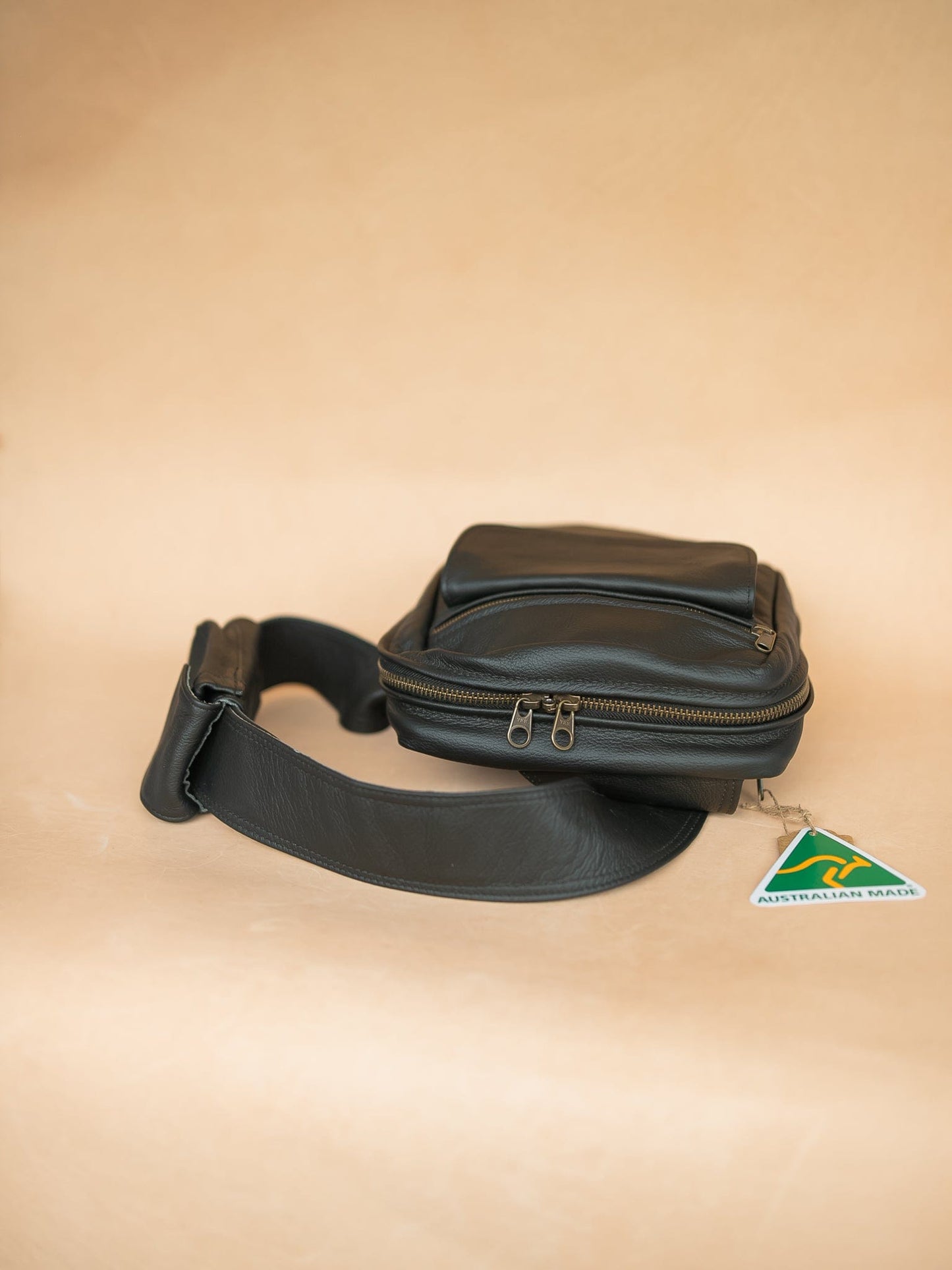The Real McCaul Back Packs Crossover Backpack Sling Bag - Cowhide - Black Australian Made Australian Owned Leather ManBag Crossover Backpack Australian Made