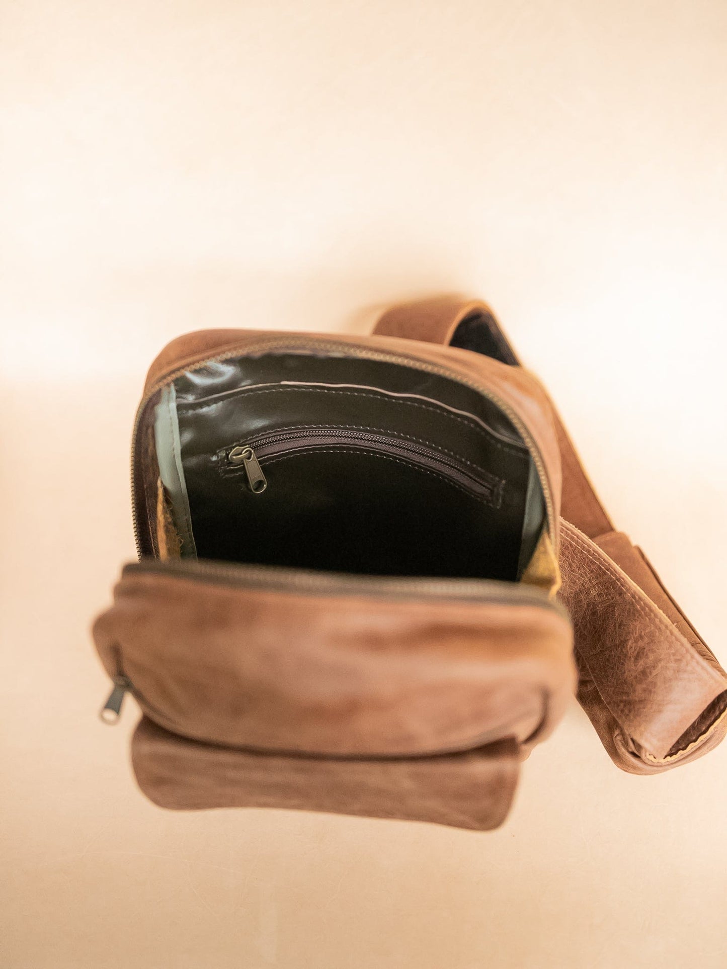 The Real McCaul Back Packs Crossover Backpack Sling Bag - Cowhide - Marble Brown Australian Made Australian Owned Leather ManBag Crossover Backpack Australian Made