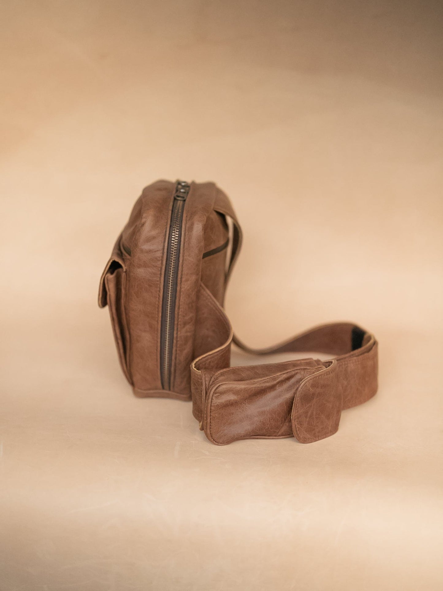 The Real McCaul Back Packs Crossover Backpack Sling Bag - Cowhide - Marble Brown Australian Made Australian Owned Leather ManBag Crossover Backpack Australian Made