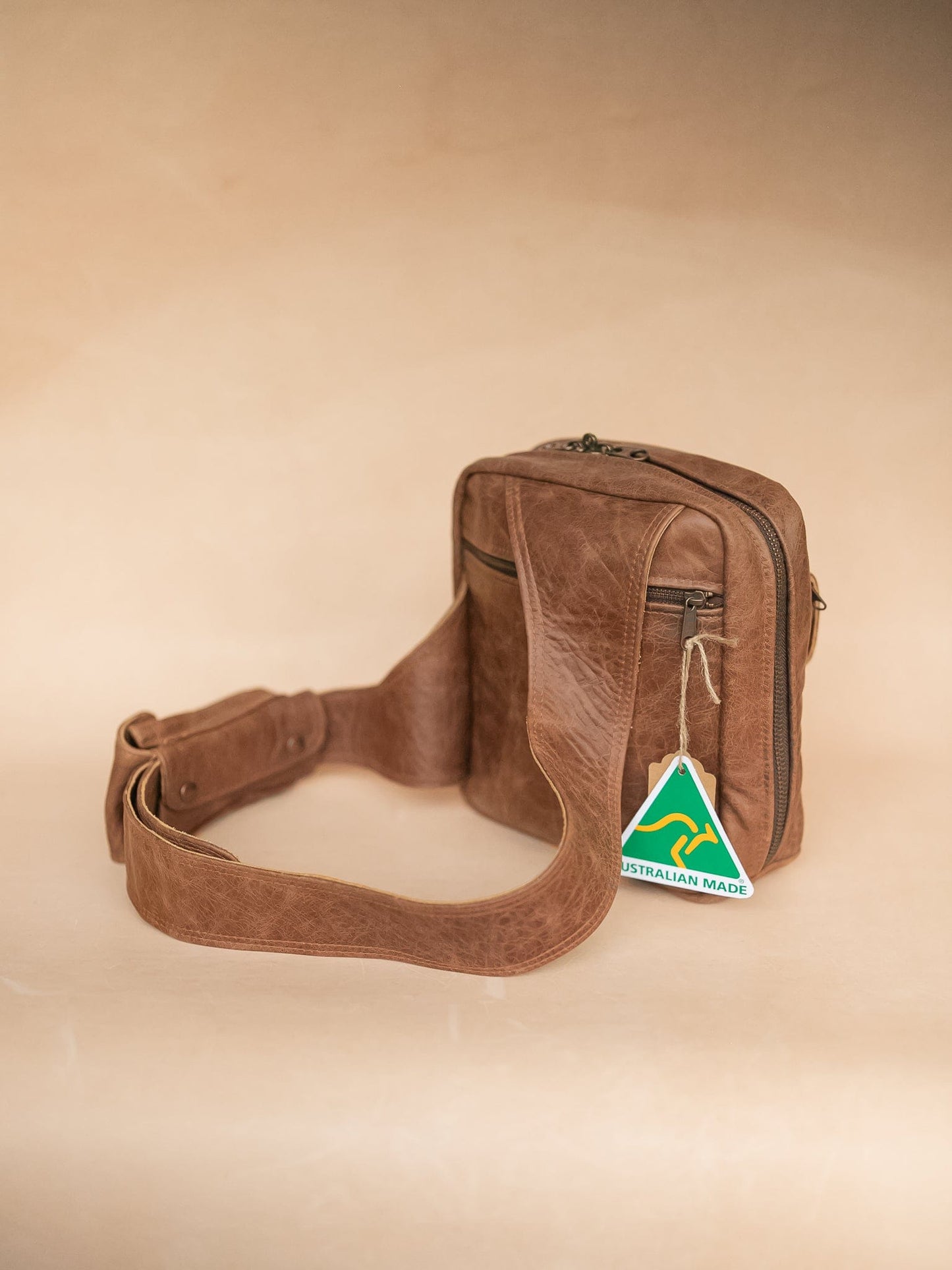 The Real McCaul Back Packs Crossover Backpack Sling Bag - Cowhide - Marble Brown Australian Made Australian Owned Leather ManBag Crossover Backpack Australian Made