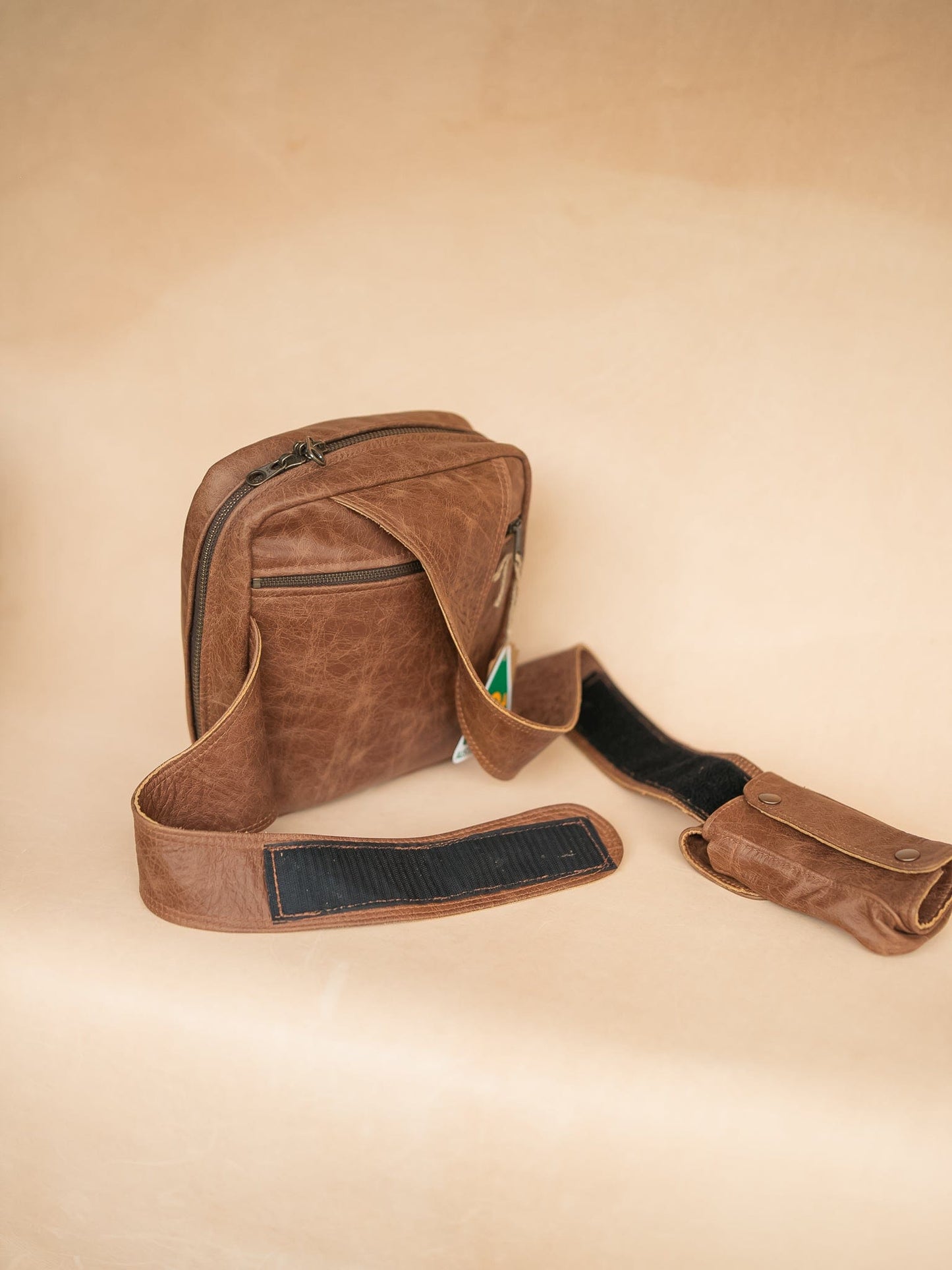 The Real McCaul Back Packs Crossover Backpack Sling Bag - Cowhide - Marble Brown Australian Made Australian Owned Leather ManBag Crossover Backpack Australian Made