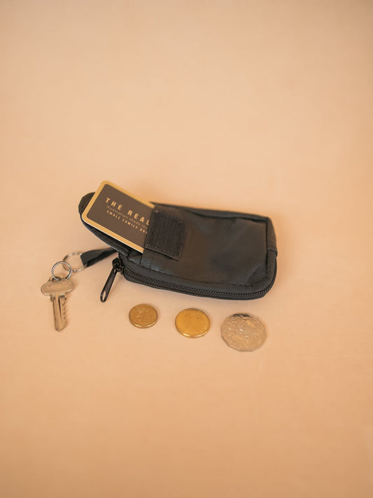 The Real McCaul Coin Purse Key Case Card Holder Wallet - Cowhide Australian Made Australian Owned Tri-Pocket Leather Pouch