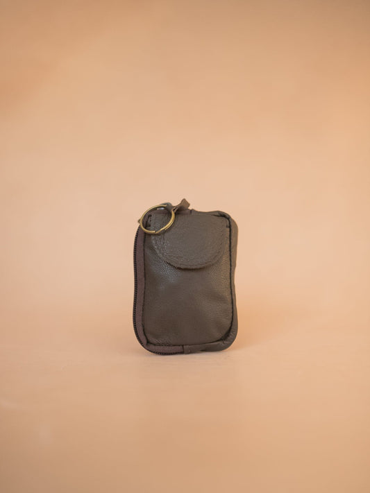 The Real McCaul Coin Purse Key Case Card Holder Wallet - Cowhide Australian Made Australian Owned Tri-Pocket Leather Pouch