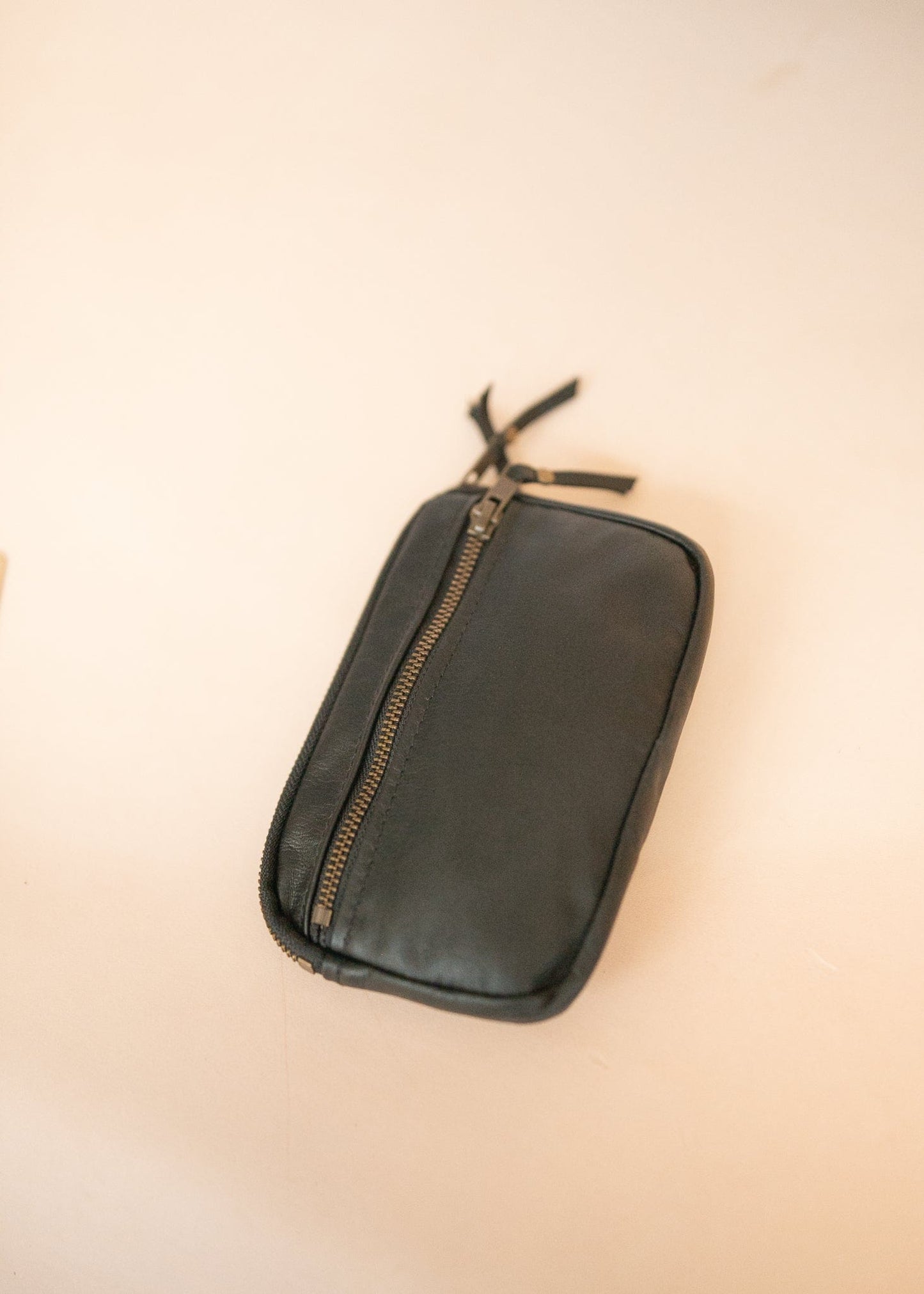 The Real McCaul Coin Purse Large / Black / Antique Brass Parker Pouch - Kangaroo Australian Made Australian Owned Tri-Pocket Leather Pouch
