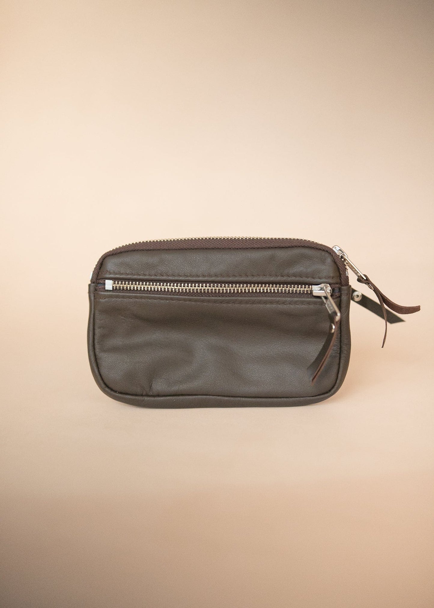 The Real McCaul Coin Purse Large / Dark Brown / Silver Parker Pouch - Cowhide Australian Made Australian Owned Tri-Pocket Leather Pouch
