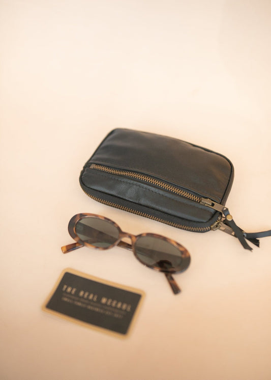 The Real McCaul Coin Purse Parker Pouch - Cowhide Australian Made Australian Owned Tri-Pocket Leather Pouch