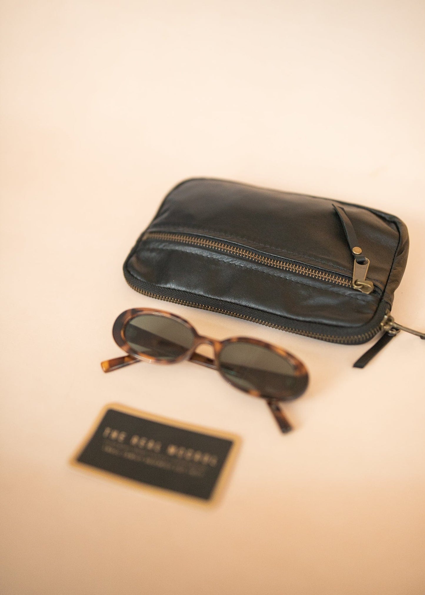 The Real McCaul Coin Purse Small / Black / Antique Brass Parker Pouch - Kangaroo Australian Made Australian Owned Tri-Pocket Leather Pouch