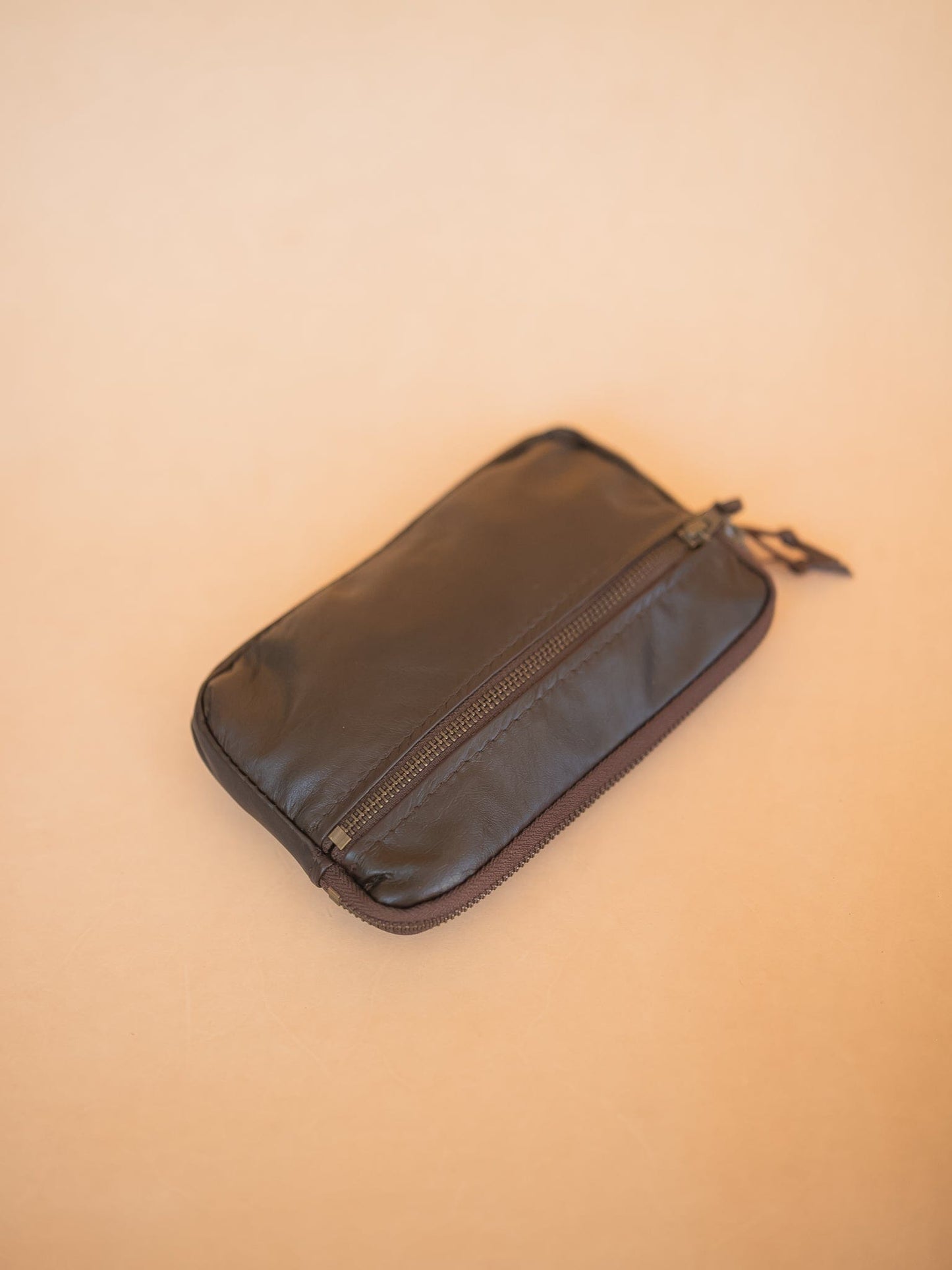 The Real McCaul Coin Purse Small / Dark Brown / Antique Brass Parker Pouch - Kangaroo Australian Made Australian Owned Tri-Pocket Leather Pouch