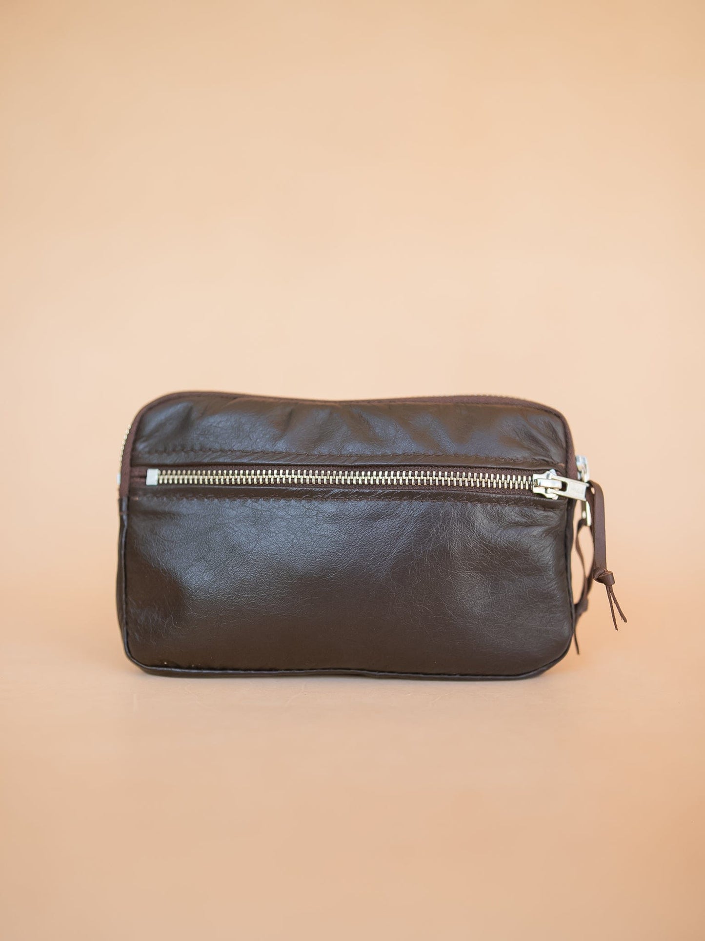 The Real McCaul Coin Purse Small / Dark Brown / Silver Parker Pouch - Kangaroo Australian Made Australian Owned Tri-Pocket Leather Pouch