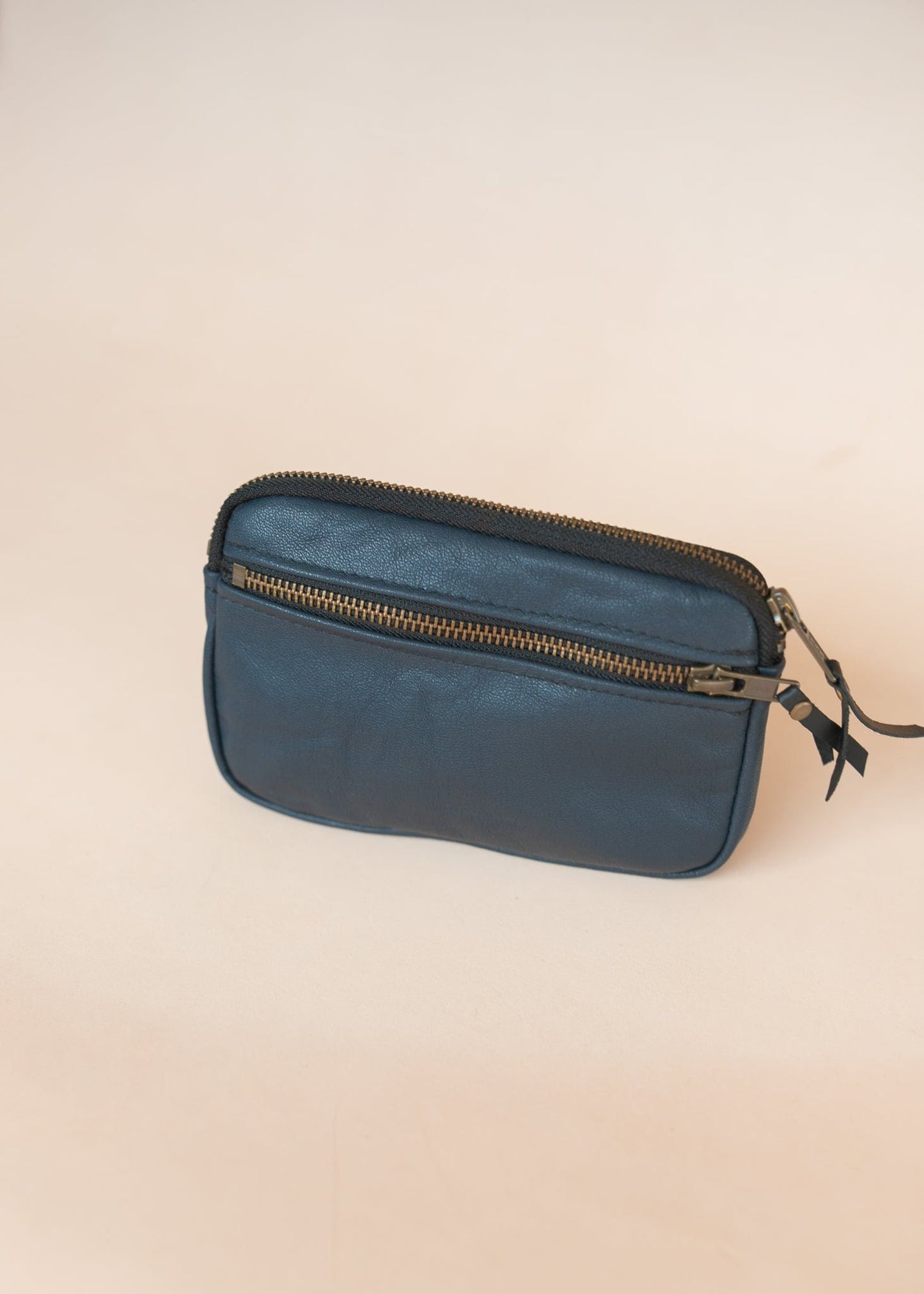 The Real McCaul Coin Purse Small / Navy / Antique Brass Parker Pouch - Cowhide Australian Made Australian Owned Tri-Pocket Leather Pouch