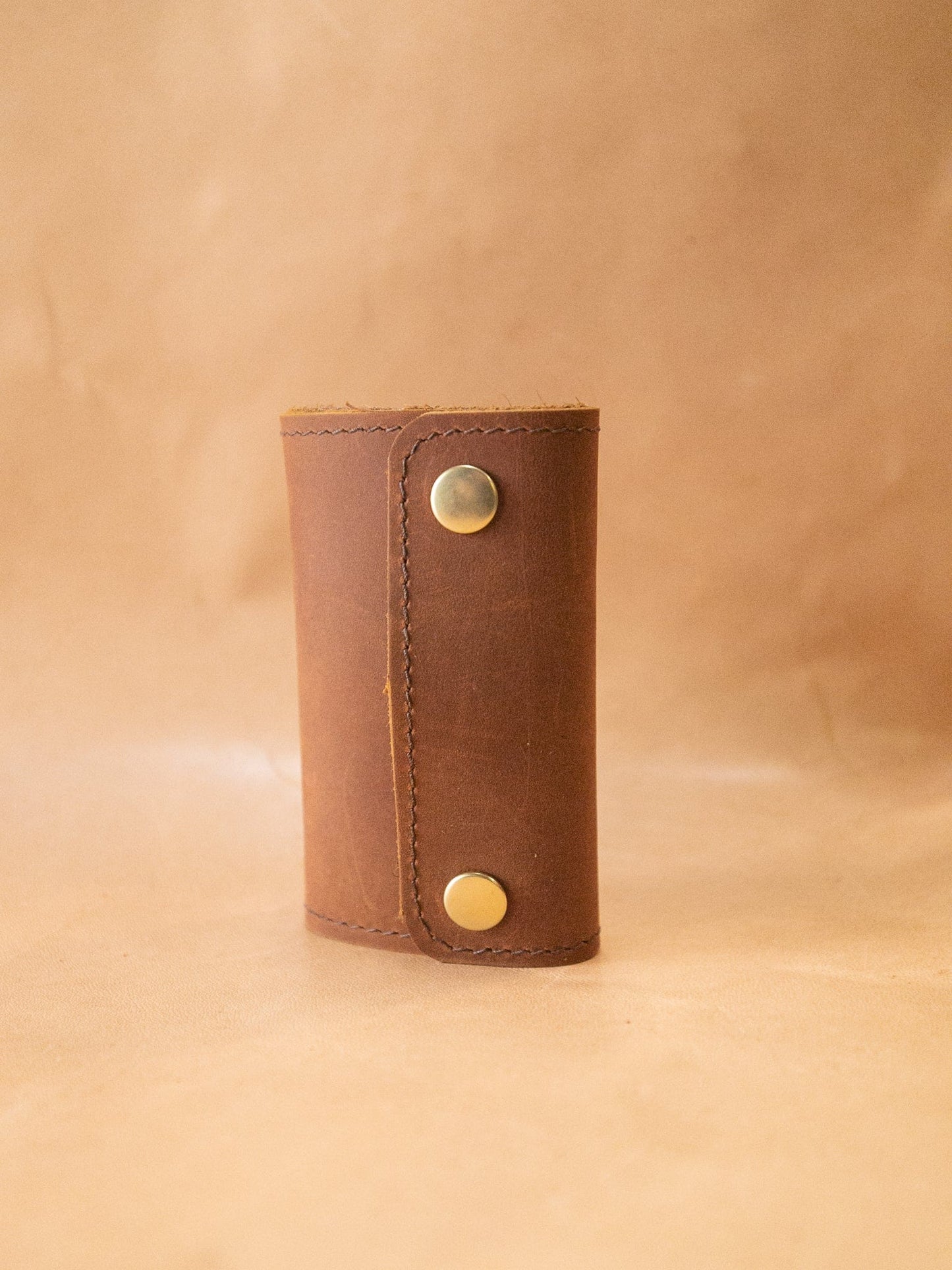 The Real McCaul Keyring Vintage Key Case Wallet Australian Made Australian Owned Tri-Pocket Leather Pouch