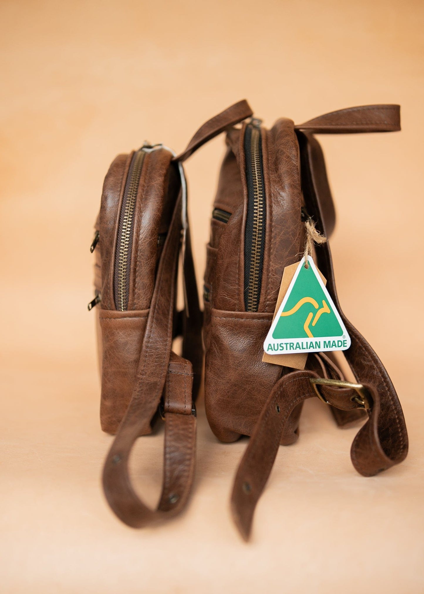 The Real McCaul Leathergoods Back Packs The Mini Annie Backpack - Cowhide - Premium Marble Brown Australian Made Australian Owned Leather Backpacks Made in Australia