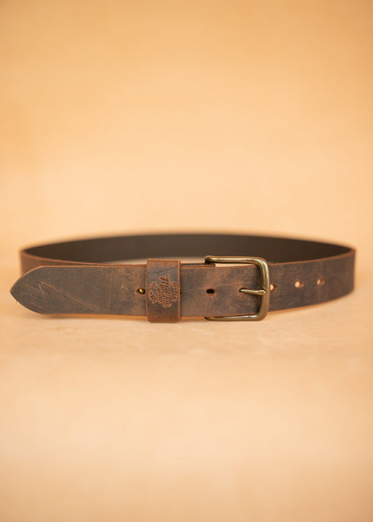 The Real McCaul Leathergoods Belts Antique Brass / 72cm/28” (for pants size 24”) Legacy Casual Belt 38mm - Rustic Brown Australian Made Australian Owned Solid Leather Men's Belt - Handmade in Australia - Rustic Brown - Brass Buckle