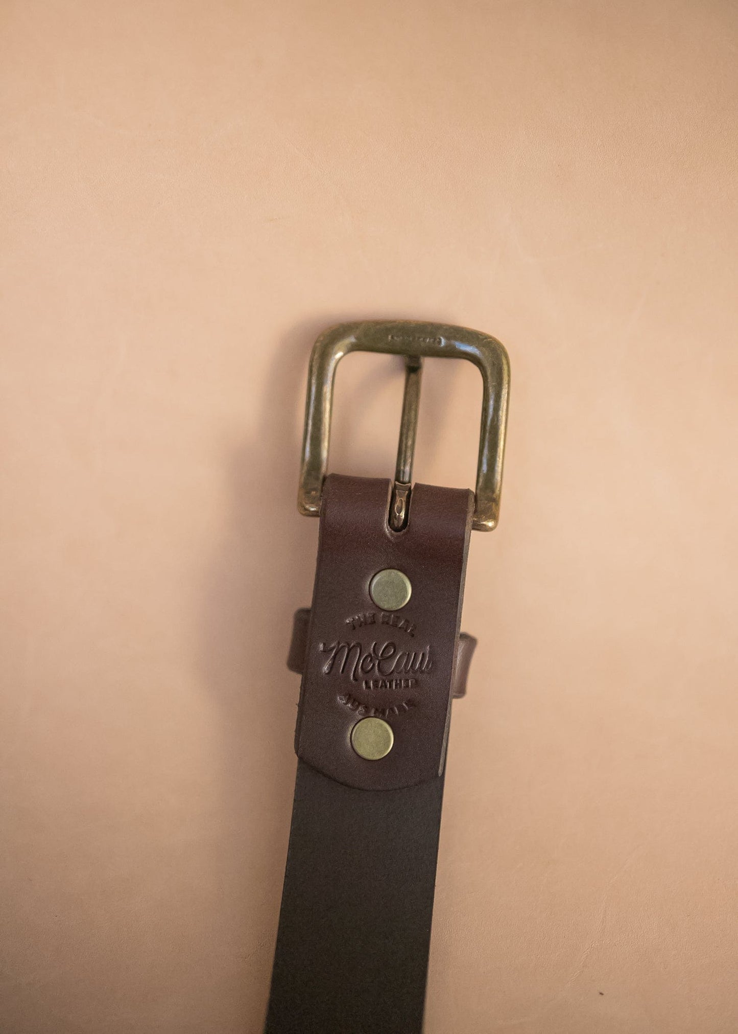 The Real McCaul Leathergoods Belts Legacy Casual Belt 32mm - Burgundy Australian Made Australian Owned Solid Leather Men's Belt - Handmade in Australia - Brass Buckle