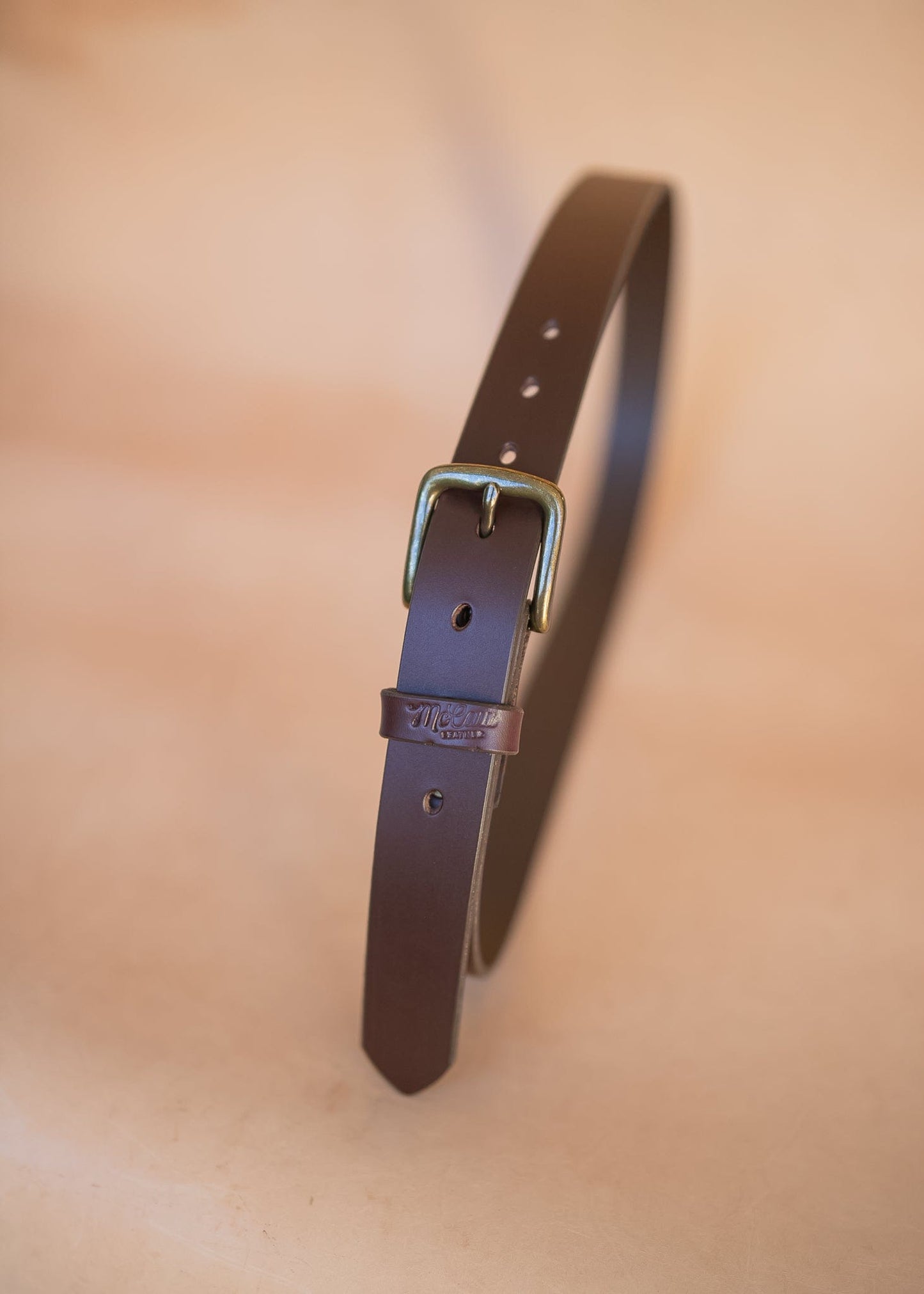 The Real McCaul Leathergoods Belts Legacy Casual Belt 32mm - Burgundy Australian Made Australian Owned Solid Leather Men's Belt - Handmade in Australia - Brass Buckle