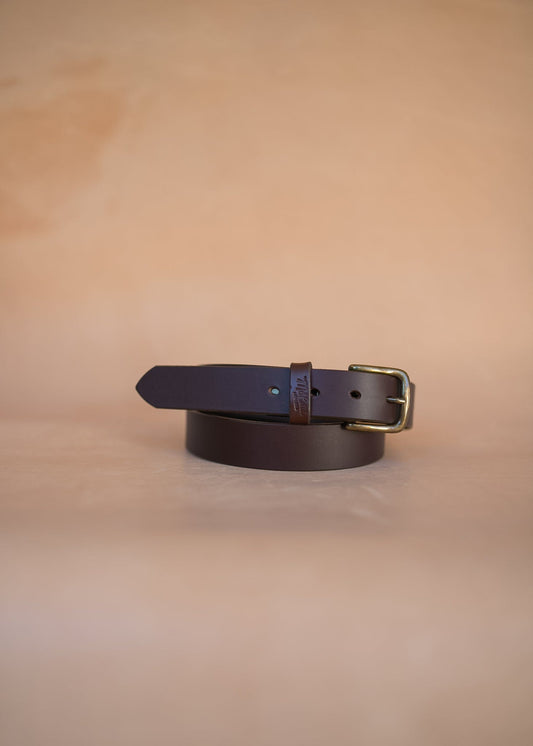 The Real McCaul Leathergoods Belts Legacy Casual Belt 32mm - Burgundy Australian Made Australian Owned Solid Leather Men's Belt - Handmade in Australia - Brass Buckle
