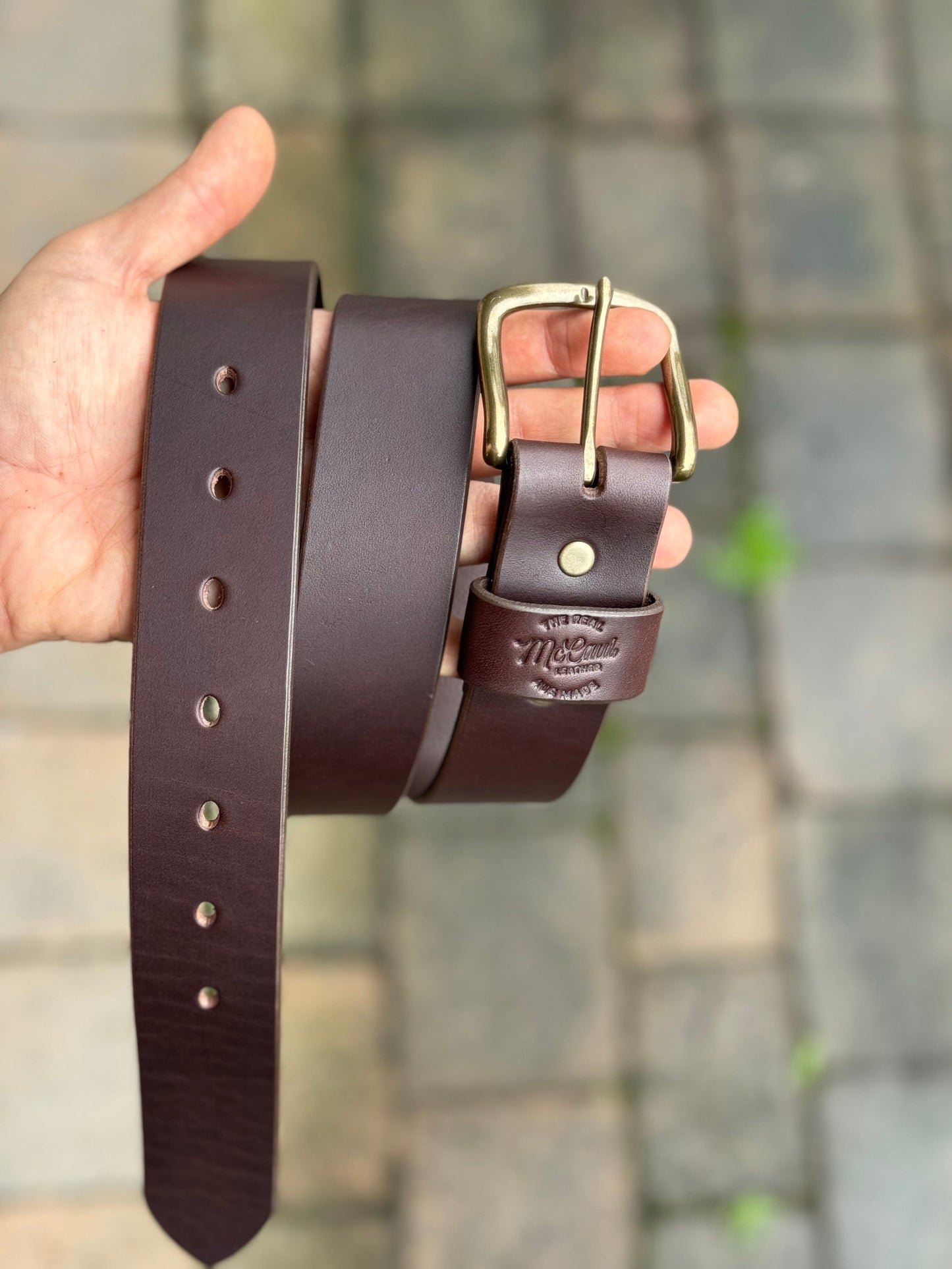 The Real McCaul Leathergoods Belts Legacy Casual Belt 38mm - Dark Brown Australian Made Australian Owned Solid Leather Men's Belt - Handmade in Australia - Black - Brass Buckle