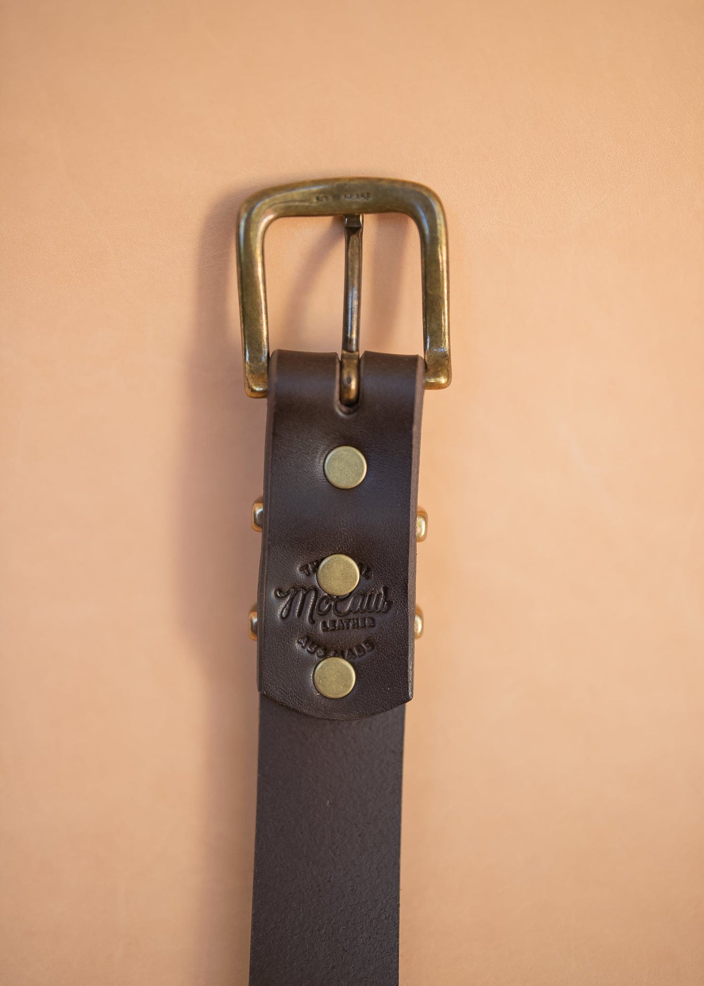 The Real McCaul Leathergoods Belts Plain 32mm Belt - Double Keeper - Dark Brown Australian Made Australian Owned Solid Leather Men's Belt - Handmade in Australia - Brass Buckle