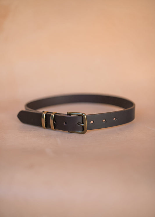 The Real McCaul Leathergoods Belts Plain 32mm Belt - Double Keeper - Dark Brown Australian Made Australian Owned Solid Leather Men's Belt - Handmade in Australia - Brass Buckle