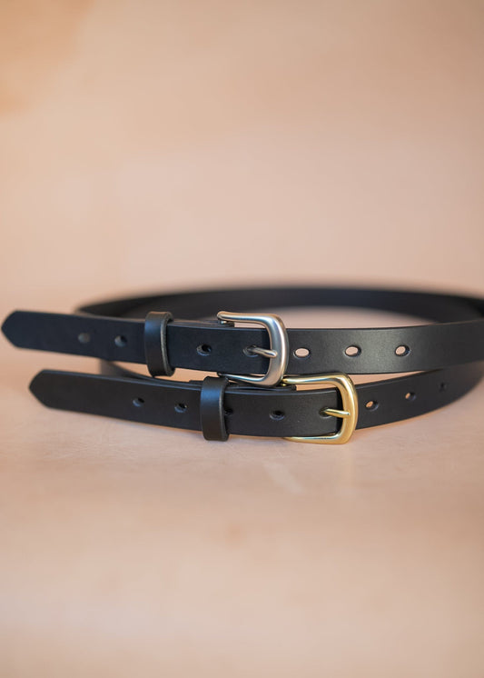 The Real McCaul Leathergoods Belts Plain Narrow 25mm Belt - Black Australian Made Australian Owned Australian Made 25mm Narrow Leather Belt - Tan