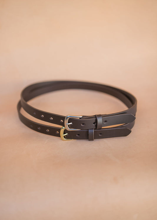 The Real McCaul Leathergoods Belts Plain Narrow 25mm Belt - Dark Brown Australian Made Australian Owned Australian Made 25mm Narrow Leather Belt - Tan