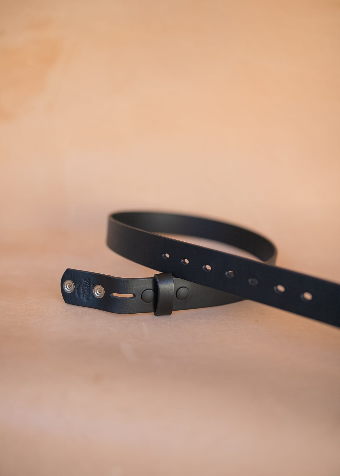 The Real McCaul Leathergoods Belts Press Stud Clip Belt 38mm- Black Australian Made Australian Owned Solid Leather Men's Belt - Handmade in Australia - Black - Brass Buckle