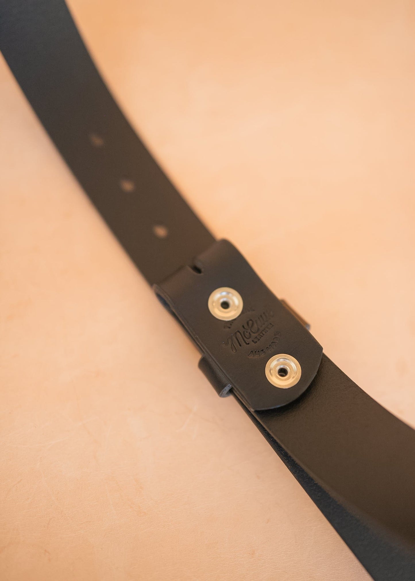 The Real McCaul Leathergoods Belts Press Stud Clip Belt 38mm- Black Australian Made Australian Owned Solid Leather Men's Belt - Handmade in Australia - Black - Brass Buckle