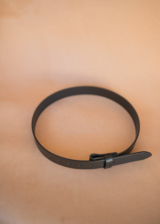 The Real McCaul Leathergoods Belts Press Stud Clip Belt 38mm- Black Australian Made Australian Owned Solid Leather Men's Belt - Handmade in Australia - Black - Brass Buckle