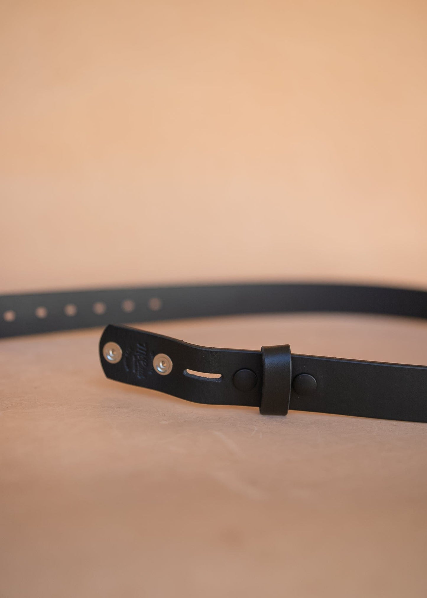 The Real McCaul Leathergoods Belts Press Stud Clip Belt 38mm- Black Australian Made Australian Owned Solid Leather Men's Belt - Handmade in Australia - Black - Brass Buckle