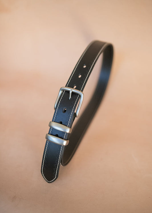 The Real McCaul Leathergoods Belts Silver / 28" (71cm) Deluxe Rancher Belt - 38mm - Black Australian Made Australian Owned Australian Made Solid Leather Full Grain Rancher Belt- Black