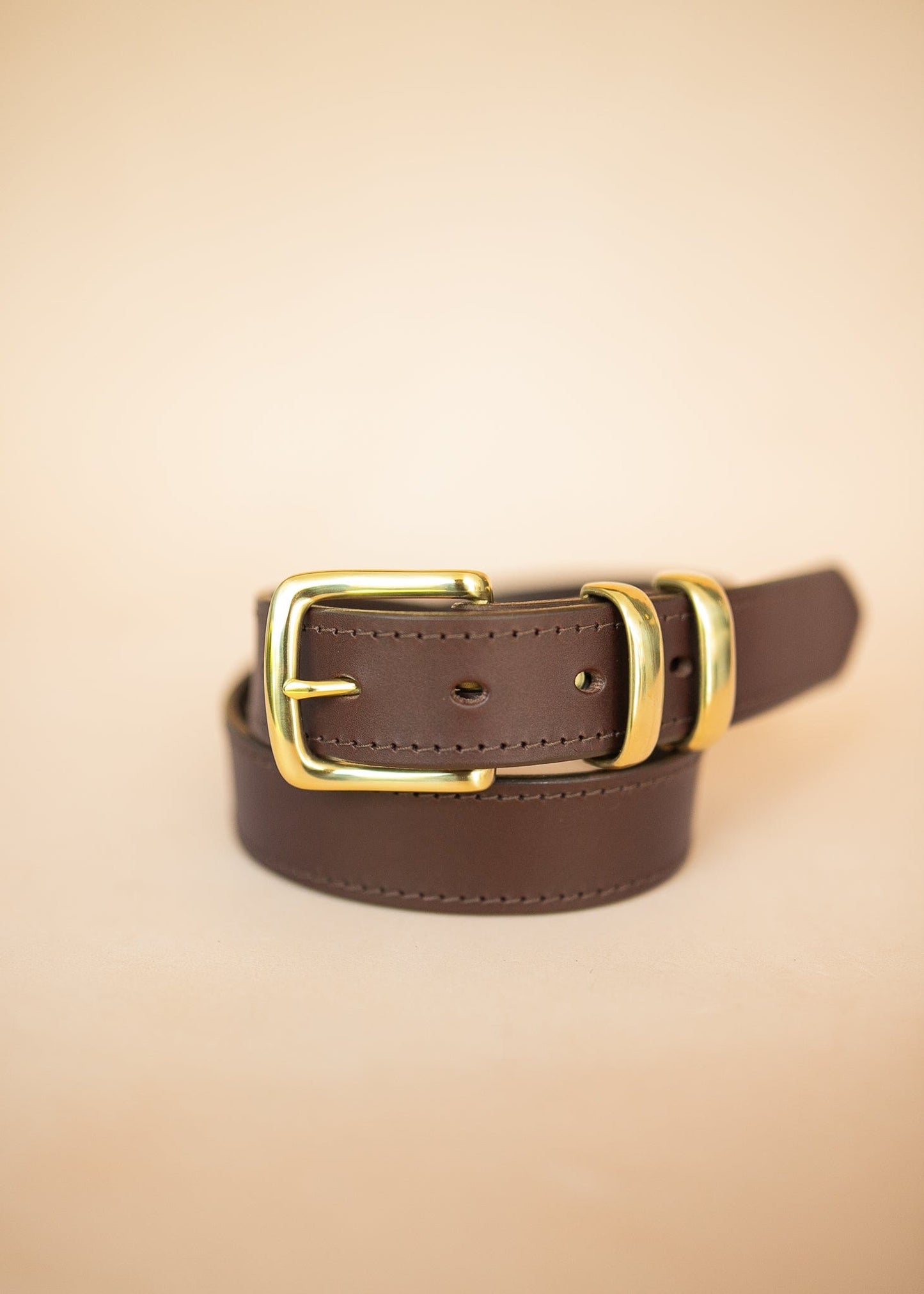 The Real McCaul Leathergoods Belts Stitched Dress Belt 35mm - Dark Brown Australian Made Australian Owned Australian Made Solid Leather Full Grain Rancher Belt- Black