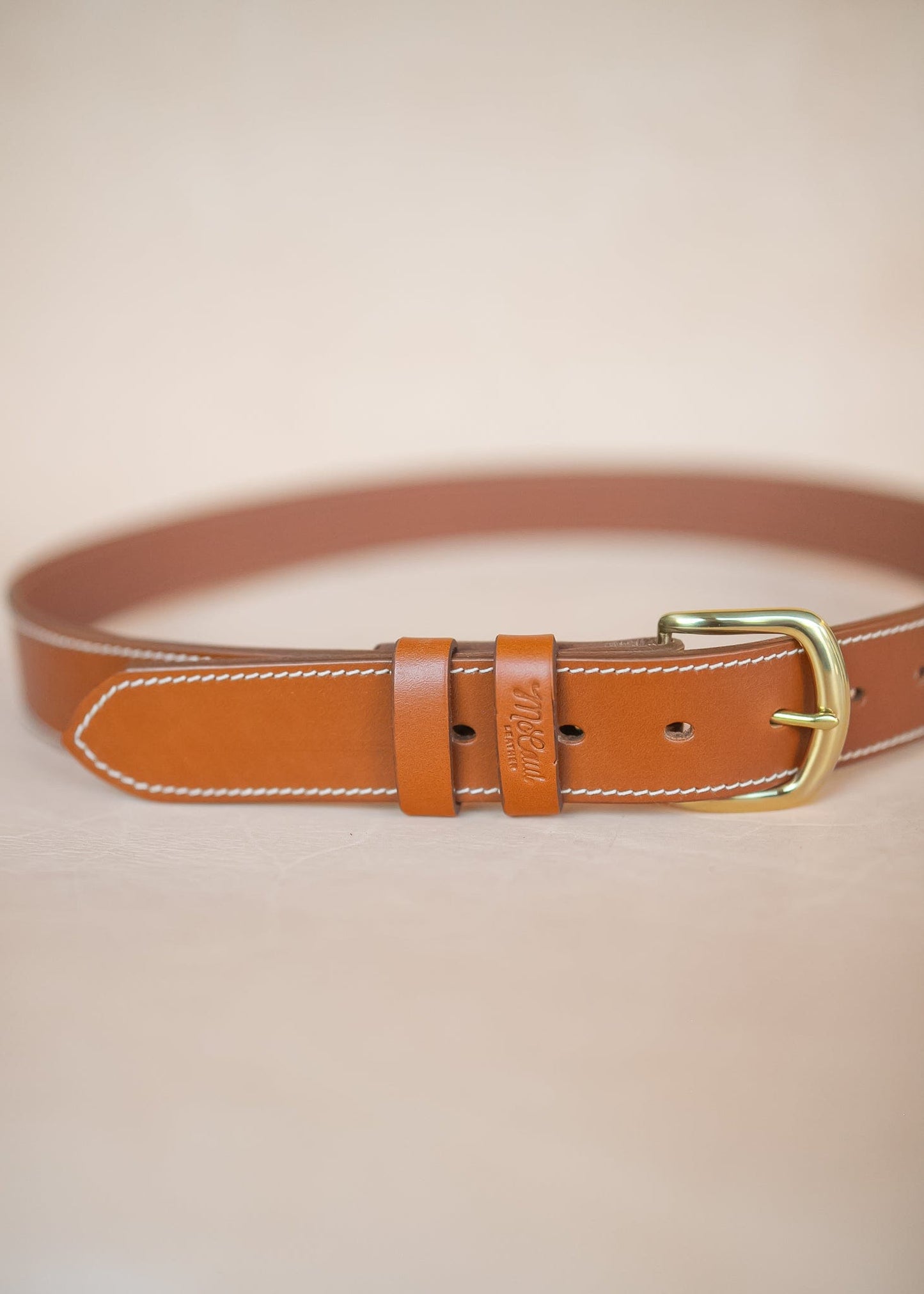 The Real McCaul Leathergoods Belts The Danny Belt 38mm - Tan Australian Made Australian Owned Australian Made Solid Leather Full Grain Rancher Belt with Solid Brass - Natural