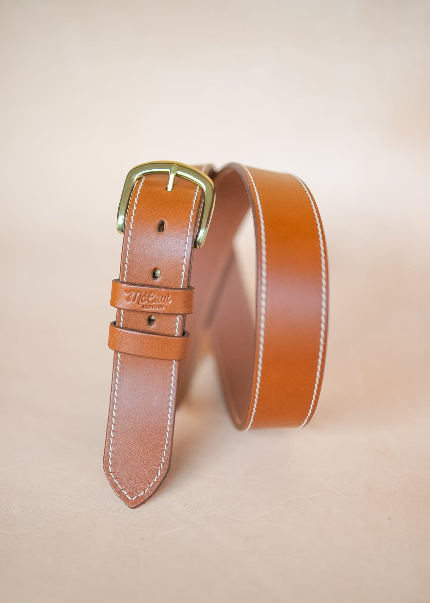 The Real McCaul Leathergoods Belts The Danny Belt 38mm - Tan Australian Made Australian Owned Australian Made Solid Leather Full Grain Rancher Belt with Solid Brass - Natural