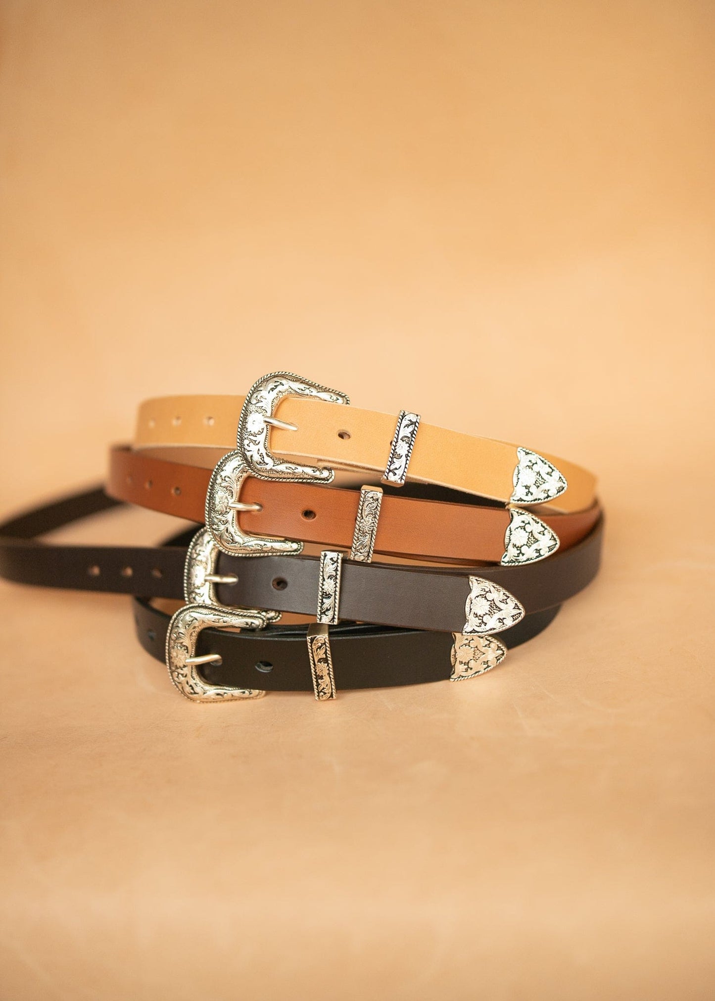 The Real McCaul Leathergoods Belts Western Style Buckle Belt - 30mm - Black Australian Made Australian Owned Croc Embossed Genuine Leather Western Women's Belt - 30mm - Black