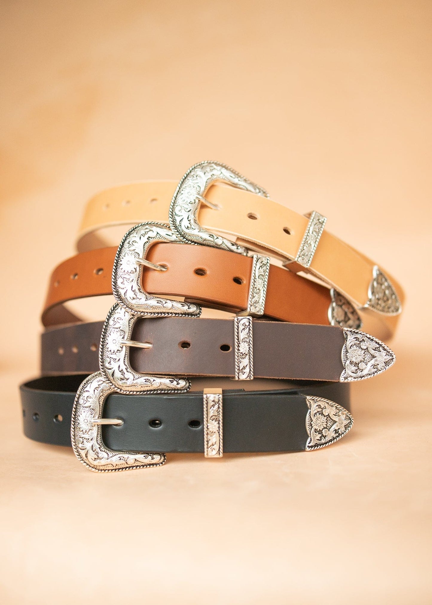 The Real McCaul Leathergoods Belts Western Style Buckle Belt - 38mm - Natural Australian Made Australian Owned Croc Embossed Genuine Leather Western Women's Belt - 30mm - Black