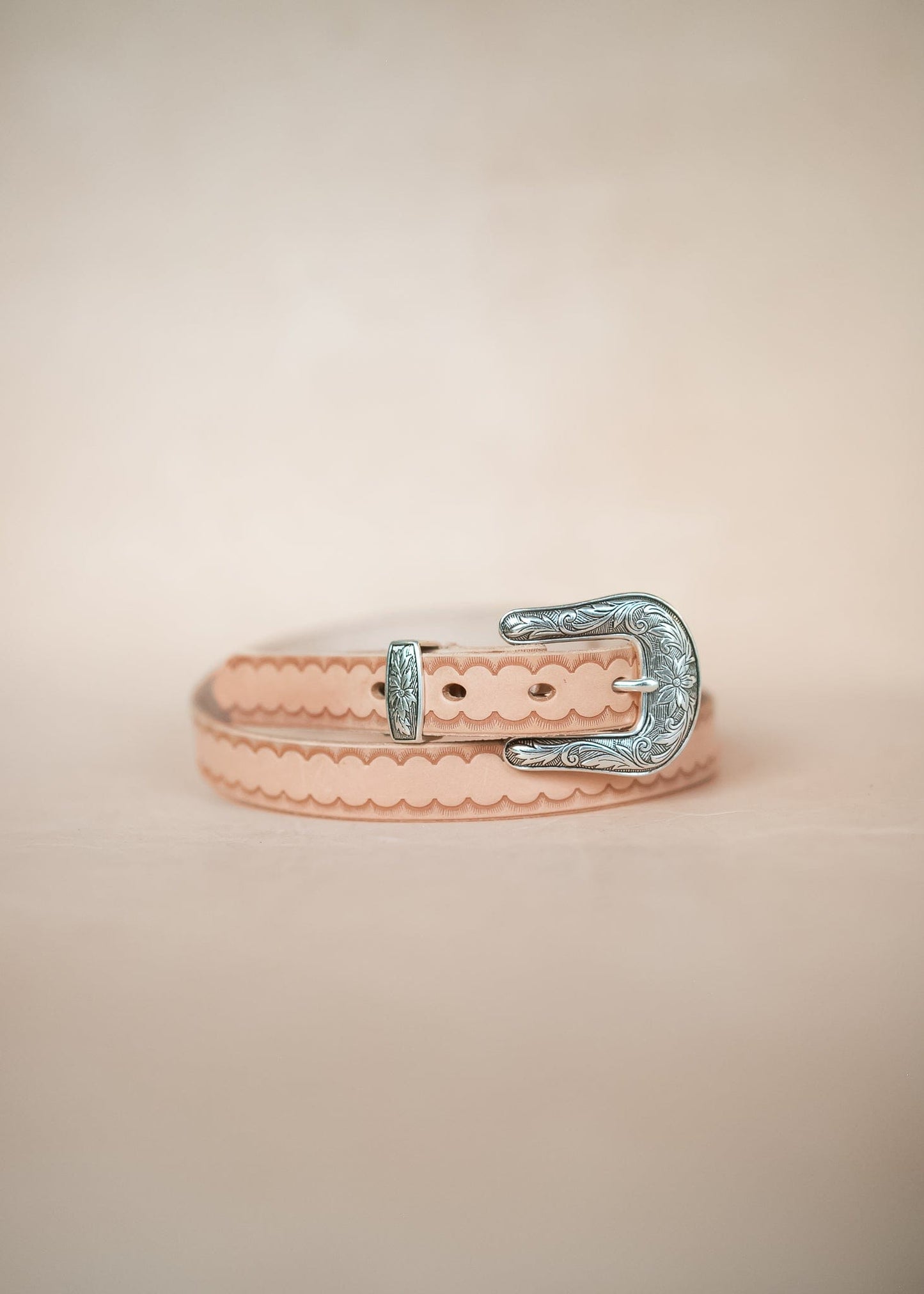 The Real McCaul Leathergoods Belts Western Style Narrow 25mm Embossed Belt Australian Made Australian Owned Australian Made 25mm Narrow Leather Belt - Tan