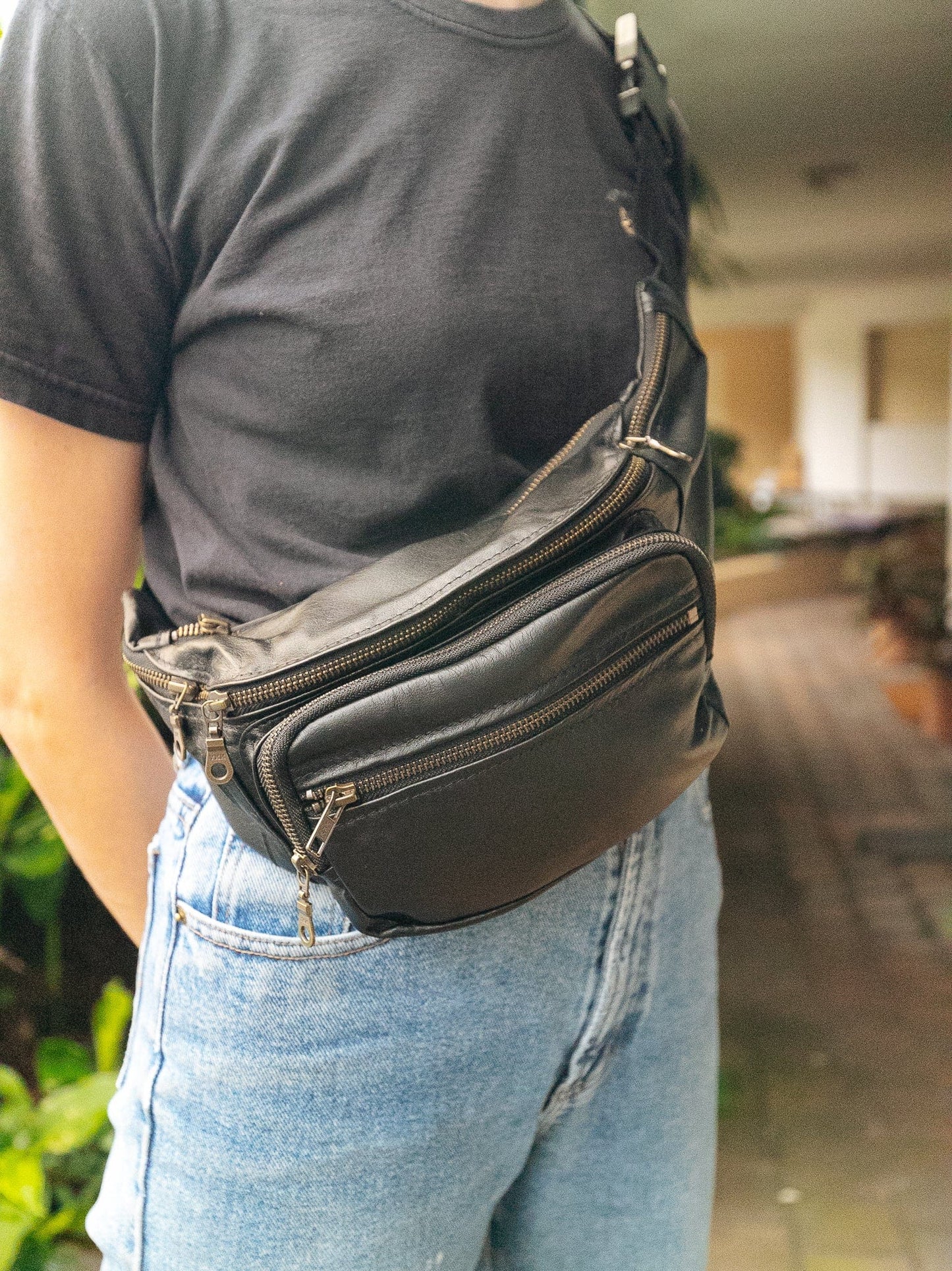 The Real McCaul Leathergoods Bum Bag Multi-Pocket Belt Bum Bag - Premium Kangaroo Australian Made Australian Owned Deluxe Leather Bum Bag Handmade in Australia YKK Zips